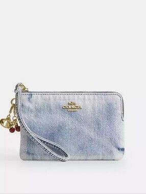 💥SALE💥Coach Loved Denim Corner Wristlet with Charms